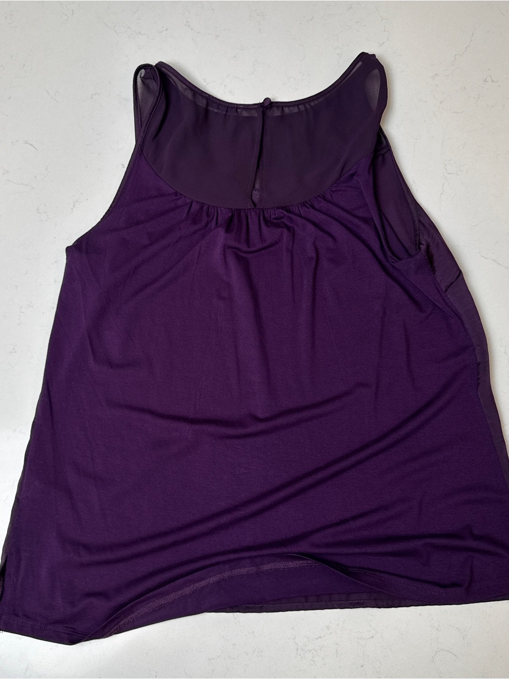 Ricki's Sleeveless Mesh Yoke Tank - Deep Purple